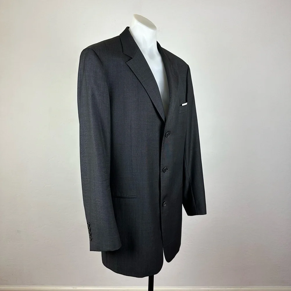 Hugo Boss Dark Grey Notched Lapel Mens Blazer Size US 44